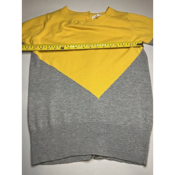 41 Hawthorne Women’s Color Block Sweater Yellow/Gray Buttons On Back Size Small - Picture 5 of 6